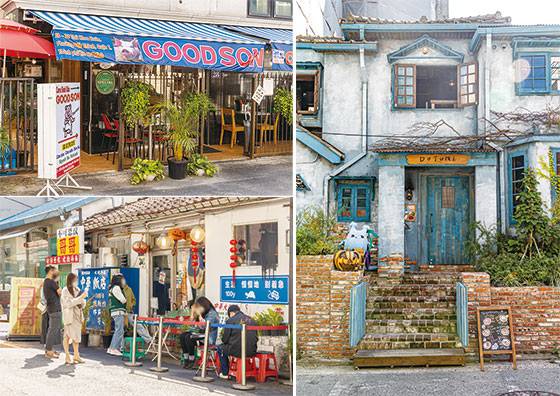 남준영 셰프가 용리단길에서 운영하고 있는 베트남 식당 ‘굿손’, 남 셰프가 2021년 또 다른 곳에 문을 연 홍콩식 중식당 ‘꺼거’. 일본 지브리 스튜디오 감성의 ‘카페 도토리’. (윤관식 기자)
