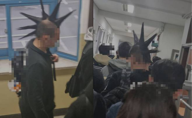 2023학년도 대학수학능력시험이 치러진 17일 오후 5시25분쯤 온라인 커뮤니티에 올라온 한 수험생의 사진. /사진=온라인 커뮤니티 갈무리