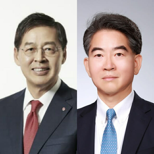 신학철 LG화학 부회장(왼쪽), 정호영 LG디스플레이 사장