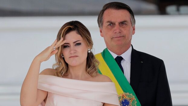 자이르 보우소나루(오른쪽) 브라질 대통령과 부인인 미셸리 보우소나루 여사.
