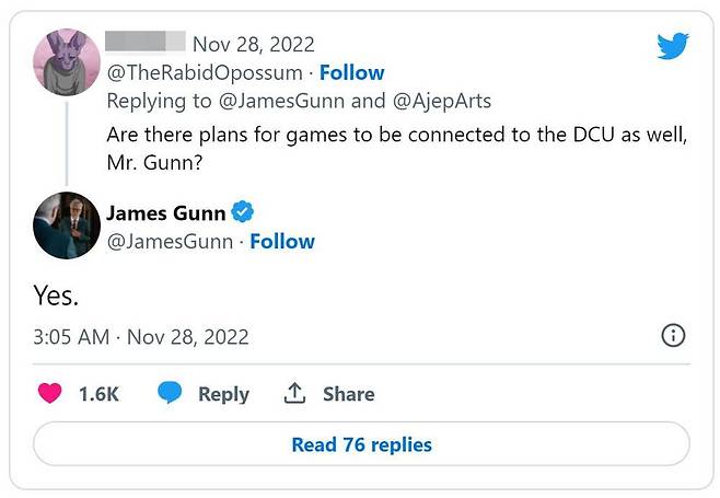 제임스건 트윗(자료 출처-트위터)
