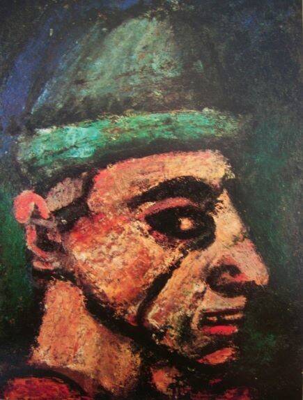 조르주 루오, <피에로(프로필)>, 1925~29, 캔버스를 배접한 종이에 유채, 68.5×50.0㎝, 오하라미술관