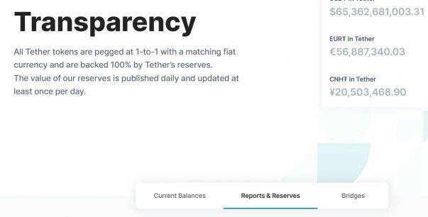 테더의 투명성 페이지 / 사진=테더 공식 홈페이지 캡처