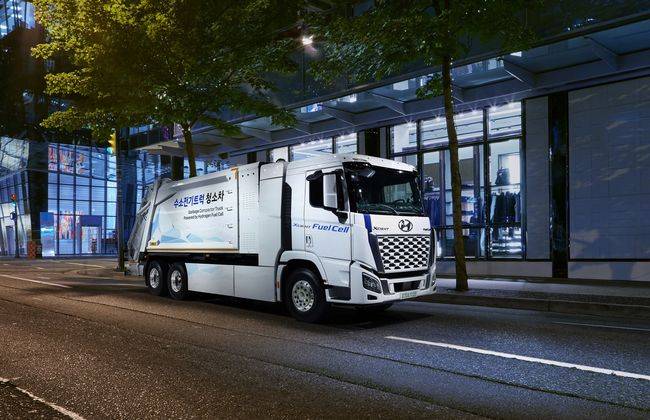 엑시언트 수소전기트럭 청소차.