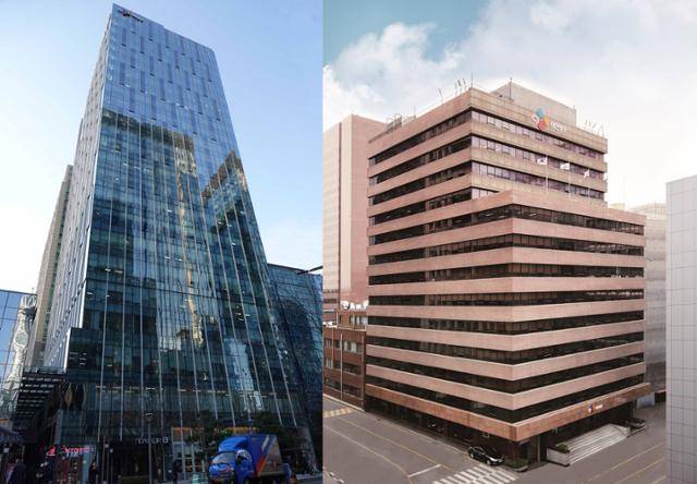 CJ대한통운이 이전하는 종로 사옥(왼쪽)과 51년 동안 이용하던 서소문 사옥 전경. CJ대한통운 제공