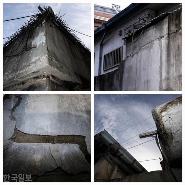 서울 소재 건축 52년 이상 된 노후 단독주택의 모습. 각각의 사진은 모두 다른 주택의 모습을 촬영한 것이다. 이 집들은 모두 구청의 안전점검을 단 한 차례도 받은 적이 없다. 이한호 기자