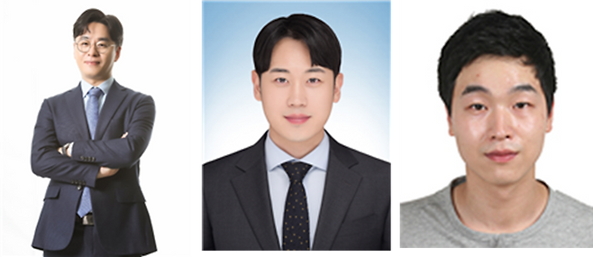 KAIST 연구진이 전력 소모량을 1만배 줄인 메모리 반도체를 개발했다. 왼쪽부터 전상훈 교수, 김태호 박사과정 연구원, 김기욱 박사과정 연구원. /KAIST