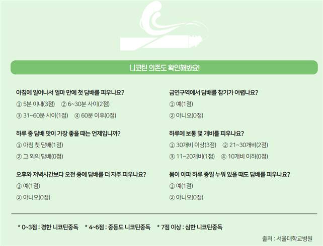니코틴 의존도 평가 항목/서울대병원 제공