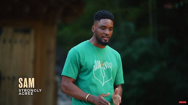 샘 오취리가 ‘한국은 캔슬 컬처가 강하다’는 질문에 "매우 동의"를 선택했다. /유튜브 'Jubilee'