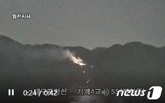 4일 오후 6시24분쯤 경북 포항시 북구 기계면 고지리 마을 뒷편 야산에서 불이 났다. (산림청제공)2023.2.4/뉴스1