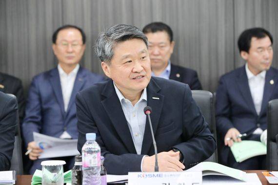 지난달 30일 열린 중기부-산하 공공기관 핵심미션 워크숍에서 김학도 중진공 이사장이 발언하고 있다. 중소벤처기업진흥공단 제공.