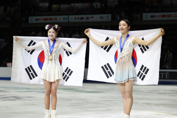 4대륙선수권대회 1~2위를 차지한 이해인(왼쪽)과 김예림. USA 투데이=연합뉴스