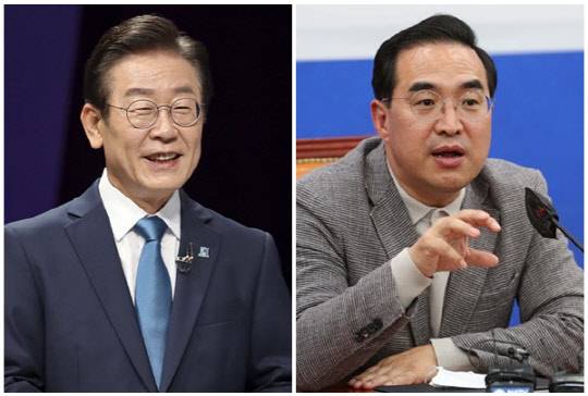 이재명(왼쪽) 더불어민주당 대표와 박홍근 민주당 원내대표. <연합뉴스>