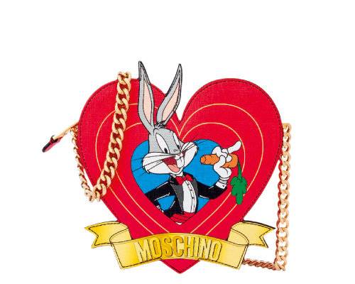 애니메이션 캐릭터 ‘벅스 바니’로 귀여움을 장착한 하트 모티프 백. 120만 원대 모스키노.