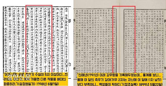 측우기 활용은 장기 강우량의 측정값을 농삿일을 살피고 미래에 대비한다는 의미가 컸다. 임금은 장기간 측정한 강우량 기록을 토대로 농사의 풍흉을 짐작하고 대비하도록 했다.