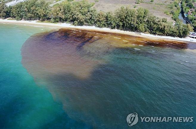 지난해 1월 기름 유출 사고 발생한 라용 해변 [EPA 연합뉴스 자료사진. 재판매 및 DB 금지]