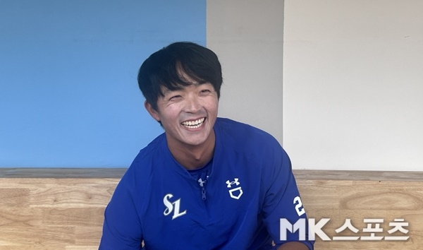 김태훈은 FA 보상 선수 성공 신화 이야기에 “시즌 끝나고 나서 듣겠다”라고 전했다. 사진=이정원 기자