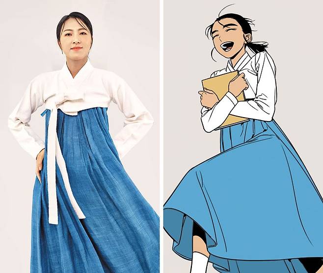 창극 ‘정년이’에서 윤정년 역의 이소연씨(왼쪽), 창극과 드라마로 잇따라 제작되는 웹툰 ‘정년이’(오른쪽). /국립극장·네이버 웹툰