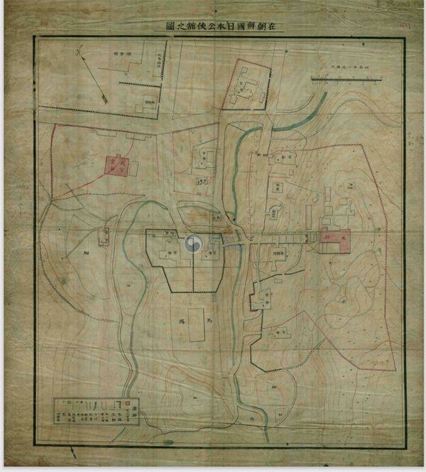 주한 일본공사관 지도 (출처 국가 기록원, <일제시기 건축도면 콜렉션>)