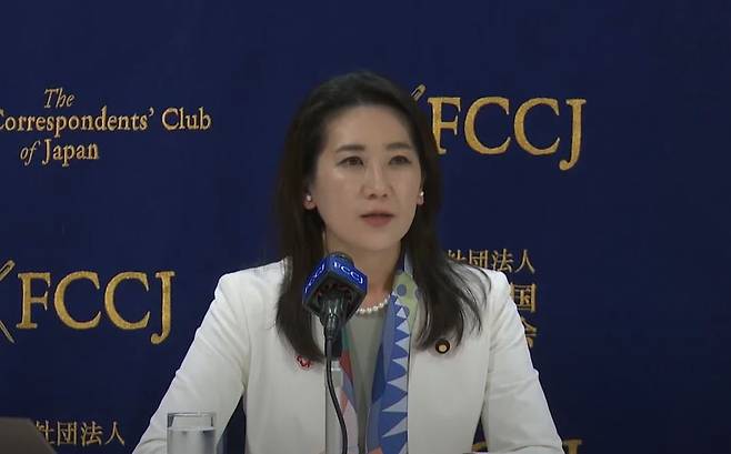 마쓰가와 루이 일본 참의원 의원. 사진 외국특파원협회(FCCJ) 유튜브 캡처