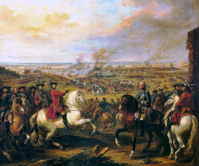 전 유럽이 참여한 오스트리아 왕위계승 전쟁.  프랑스는 이 전쟁 이후로 국력이 쇠하기 시작한다. 그림은 1745년 프랑스 영국이 격돌한 퐁트누아 전투를 묘사한 피에르 랑팡의 작품.