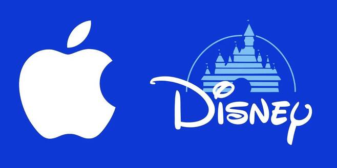 디즈니와 애플의 로고를 나란히 배치한 이미지 컷. /트위터 캡처