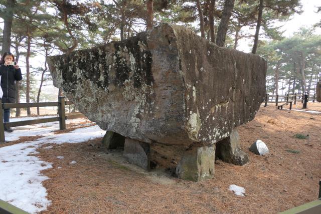 전북 고창 죽림리 고인돌공원에 자리한 고인돌. 바둑판 모양의 남방식 고인돌이다.