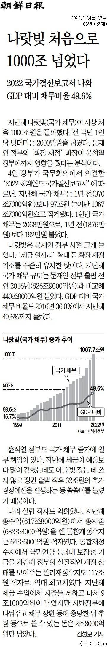 ▲ 조선일보 8면 기사 갈무리.