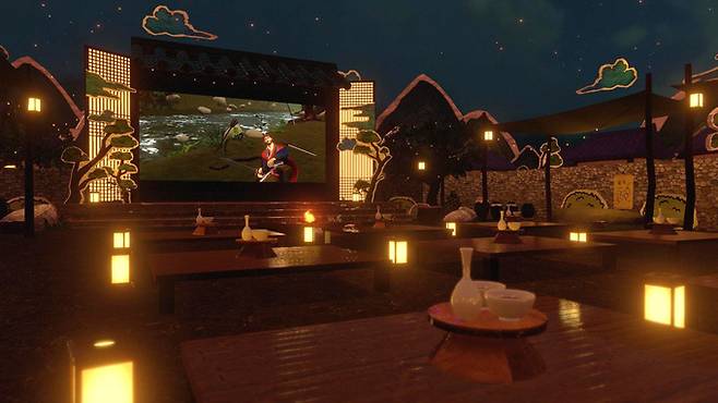 VR챗으로 꾸민 '태조왕건' 공연장 모습. 안컴퍼니 제공