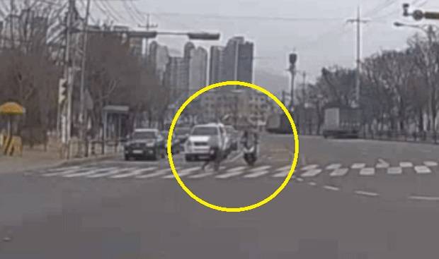 스쿨존에서 발생한 어린이 오토바이 추돌 사고. JTBC ‘한블리-한문철의 블랙박스 리뷰’ 방송화면 캡처