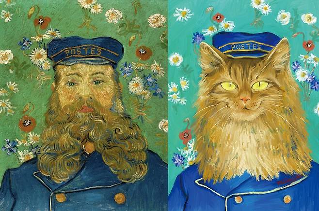 좌 우편배달부 조셉 룰랭의 초상화 원작, 우 우편배달부 조셉 룰랭의 초상화 장회영 作