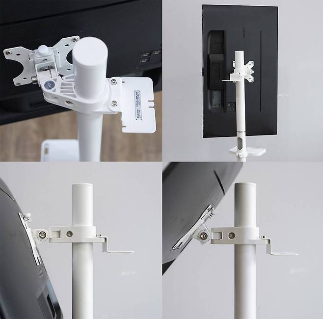 스탠드는 스위블, 피벗, 틸트가 지원되고, 연결축의 나사를 풀어 높낮이도 조절할 수 있다. 출처=IT동아