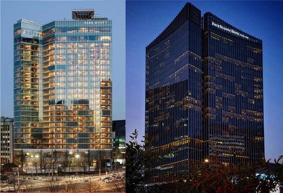 엔데믹 분위기를 타고 대규모 행사와 비즈니스, 여행 수요 등이 크게 늘면서 특급호텔의 호황이 이어지고 있다. 파크 하얏트 서울(사진 왼쪽)은 지난해 역대 최대 매출을 찍었다. 포시즌스호텔 서울은 현재 객실 점유율이 90%에 이른다. 사진 파크 햐앗트, 포시즌스호텔