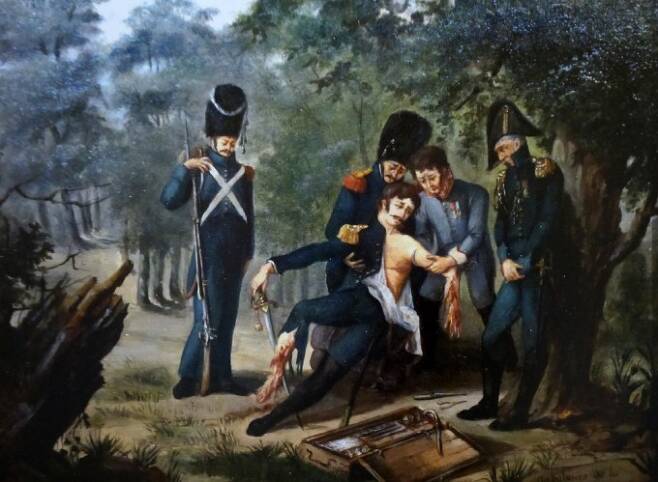 1813년 하나우 전투에서 레브소멘 대령의 팔,다리를 절단하는 래리. 위키미디어 제공