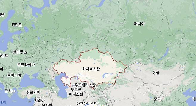 카자흐스탄의 위치를 나타낸 지도. / 사진=구글맵