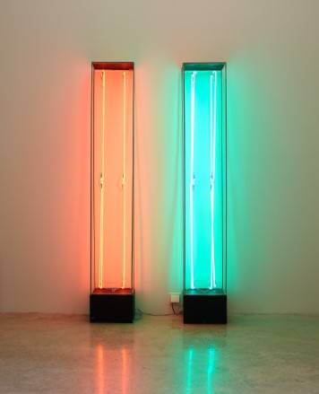 Kang Kukjin,Visual Sense I, II,1967,Neon,stainless steel,Each 110 14 × 18 18 × 18 18 inches,MMCA Collection