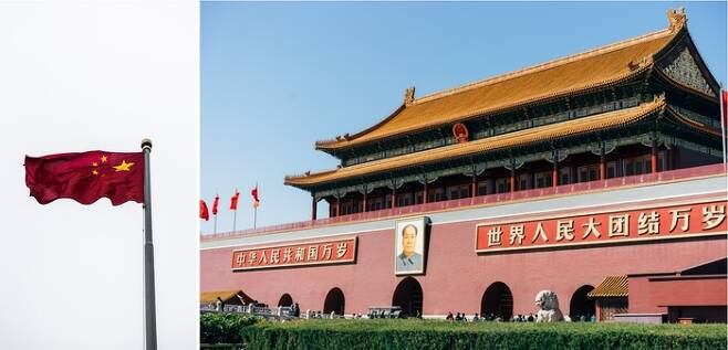 중국 오성 홍기와 베이징 자금성 전경 / 사진 = 언스플래쉬