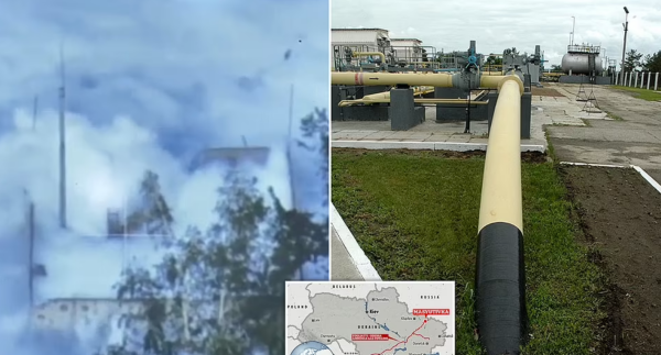 러시아 국방부는 우크라이나 공작원들이 지난 5일 암모니아 수송관 일부를 폭파했다고 주장했다. 왼쪽은 암모니아 가스로 가득 찬 하르키우주 지역, 오른쪽은 오데사주로 이어지는 수송관(파이프라인) 자료사진
