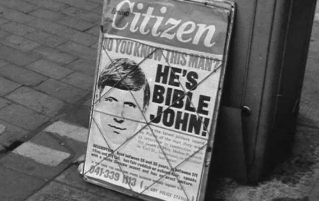 1970, 80년대 스코틀랜드 거리에 '바이블 존' 몽타주가 그려진 수배 전단이 배치돼 있다. BBC방송 홈페이지 캡처