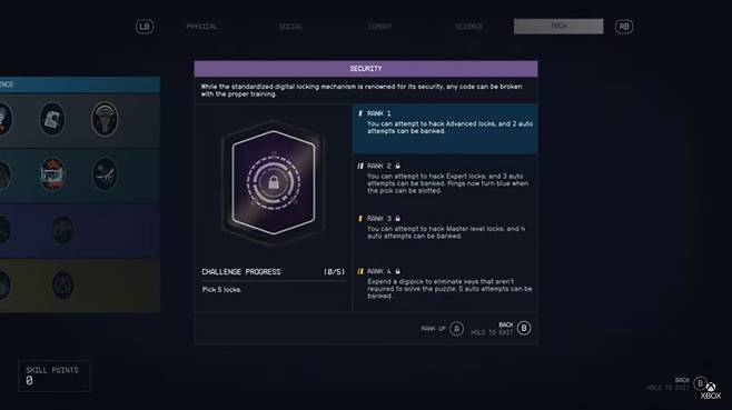 '스타필드' 스킬 화면(출처=Xbox 공식 유튜브).