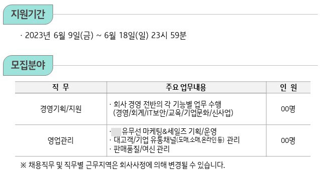 통신 기업 K사의 채용전환형 인턴 모집공고. 취업포털사이트 링커리어