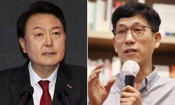 윤석열 대통령(왼쪽)과 진중권 광운대 특임교수. 연합뉴스
