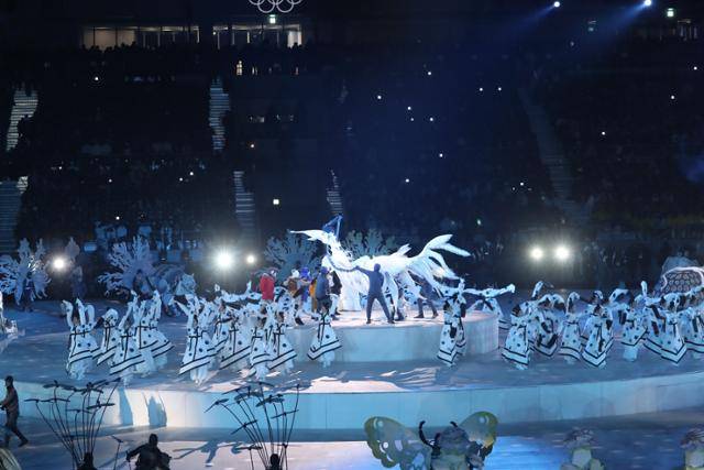 2018년 2월 9일 강원 평창 올림픽스타디움에서 2018 평창동계올림픽 개막식이 열리고 있다. 평창=김주영 기자