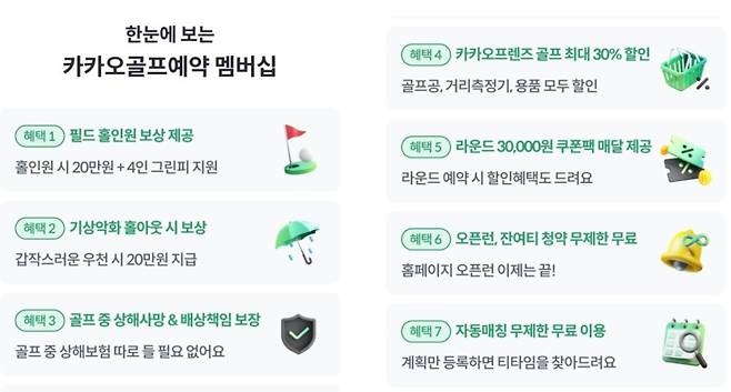 카카오골프 멤버십 혜택 (카카오골프예약 갈무리)