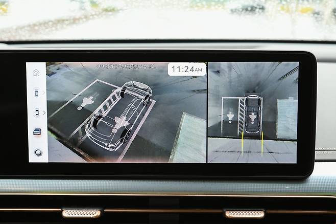 현대모비스가 개발한 ‘메모리 주차 지원’ 기능이 추가된 차세대 주차제어시스템 시연 장면. 현대모비스 제공