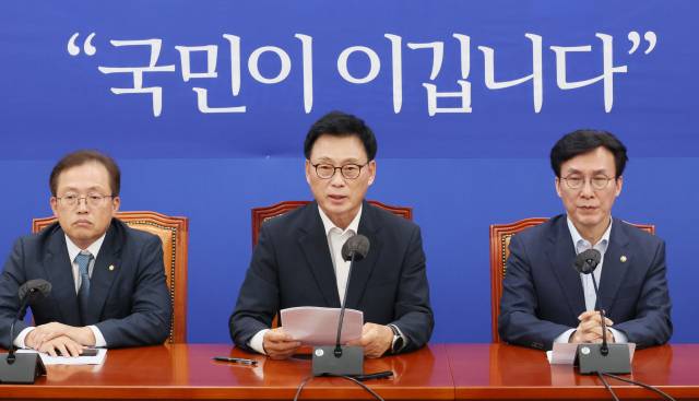 ▲더불어민주당 박광온 원내대표가 21일 국회에서 열린 정책조정회의에서 발언하고 있다. ⓒ연합뉴스