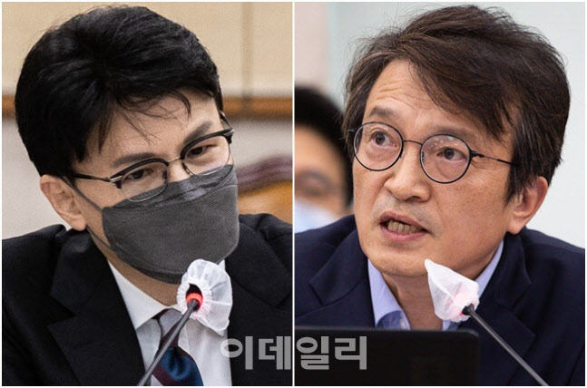 한동훈 법무부장관(왼쪽)과 김의겸 더불어민주당 의원 (사진=뉴스1)