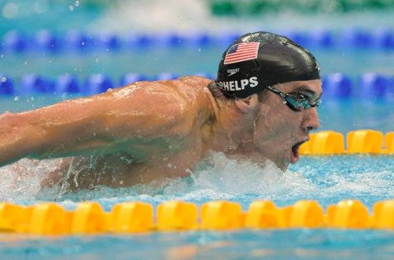 2008 베이징 올림픽 남자 접영 200m에 출전한 미국의 마이클 펠프스. 당시 펠프스가 박태환의 앞을 막아섰다. (사진 = 뉴스1)