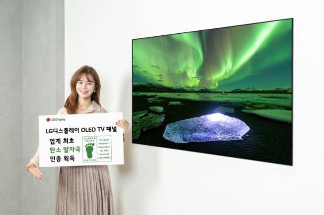 LG디스플레이의 OLED TV 패널은 업계 최초로 카본 트러스트의 탄소발자국 인증을 획득했다. LG디스플레이 제공