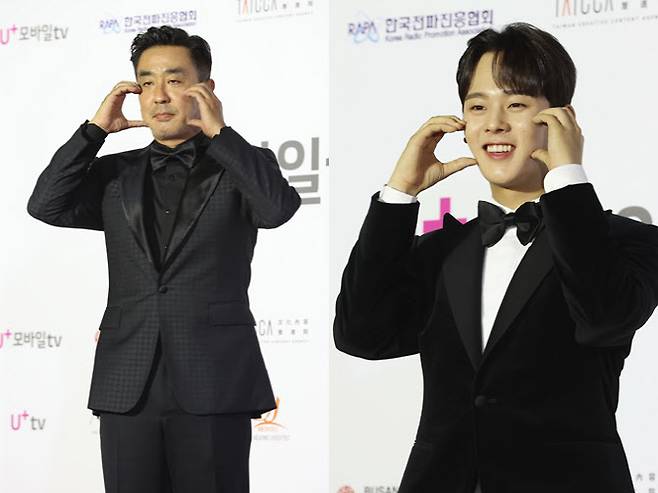 배우 류승룡(왼쪽)과 이정하(부산=연합뉴스 강민지 기자)